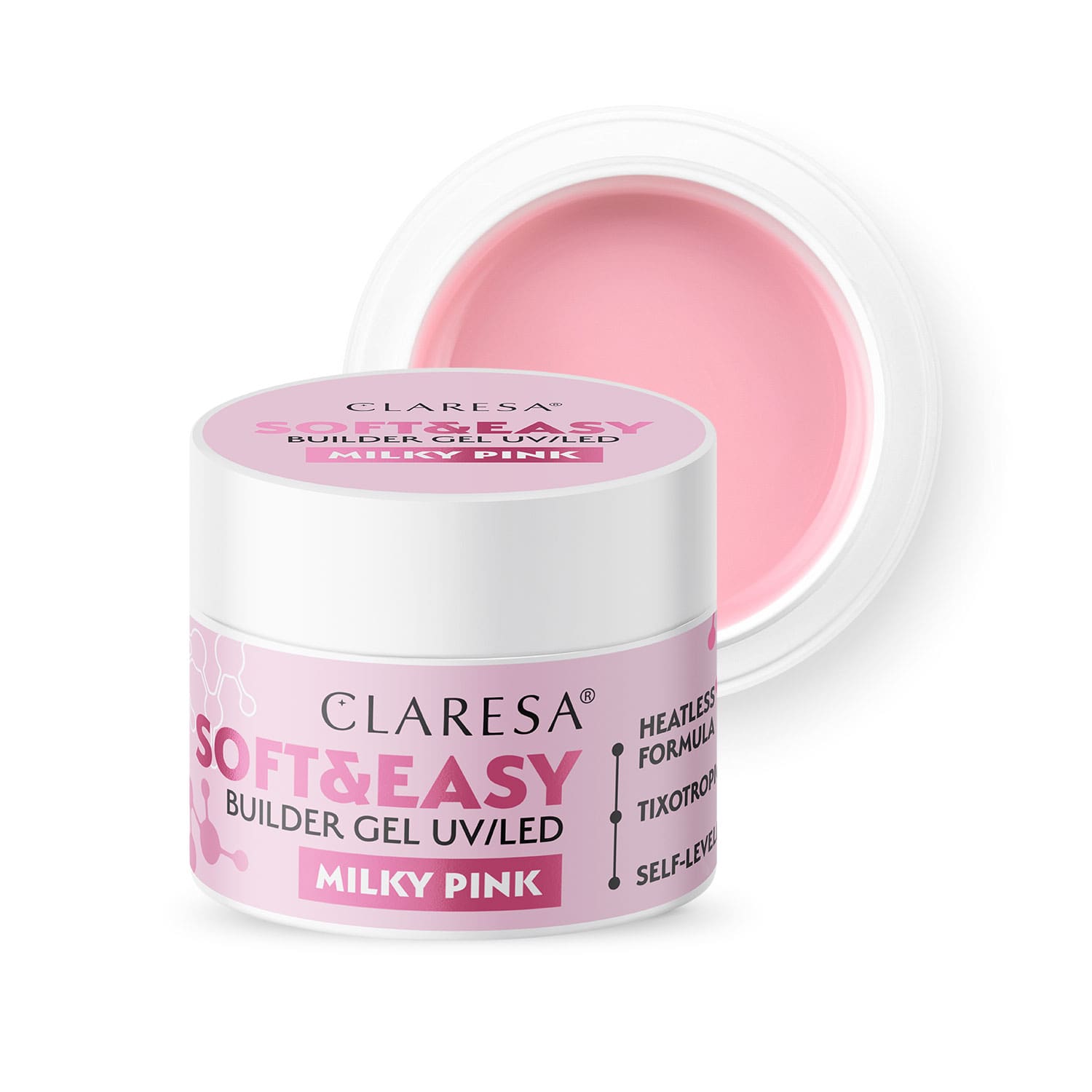 CLARESA SOFT&EASY stavebný gél MILKY PINK - 45g