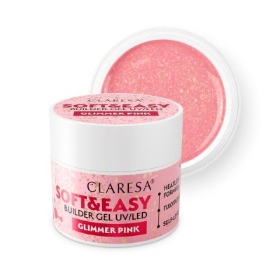 CLARESA SOFT&EASY stavebný gél GLIMMER PINK - 90g