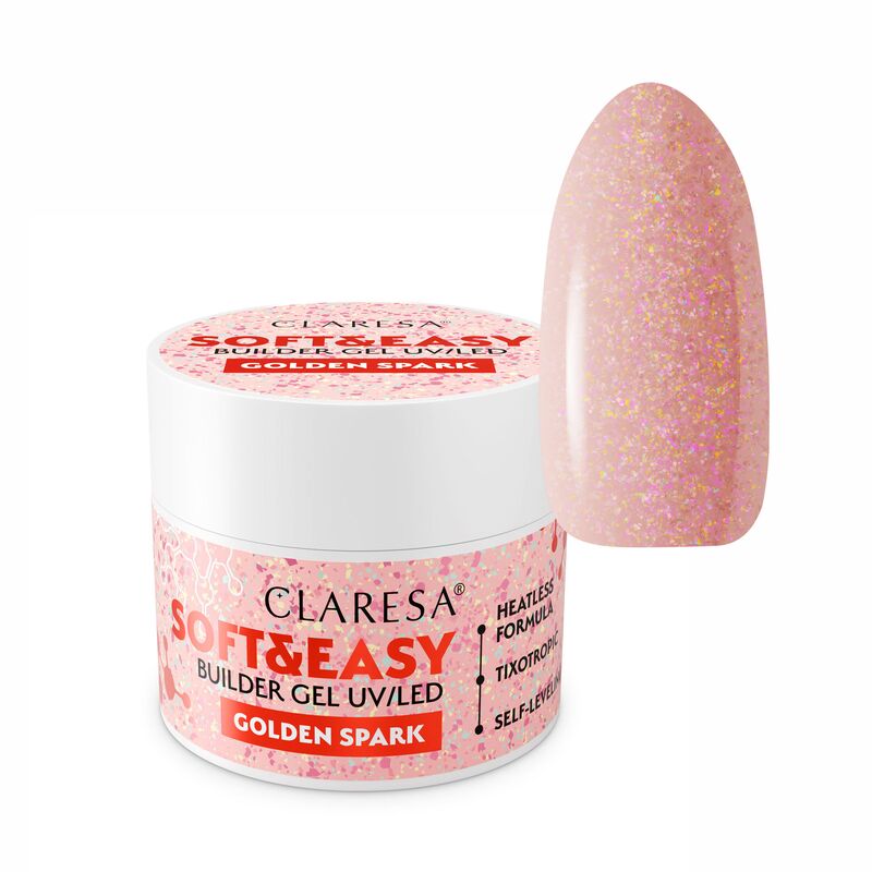 CLARESA SOFT&EASY stavebný gél GOLDEN SPARK - 45g