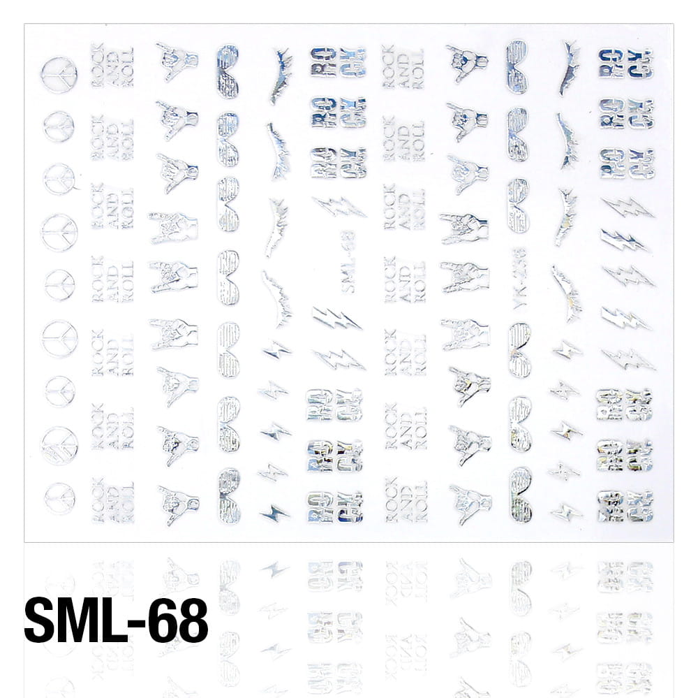 Nálepky na nechty - 3D č. SML068 strieborné