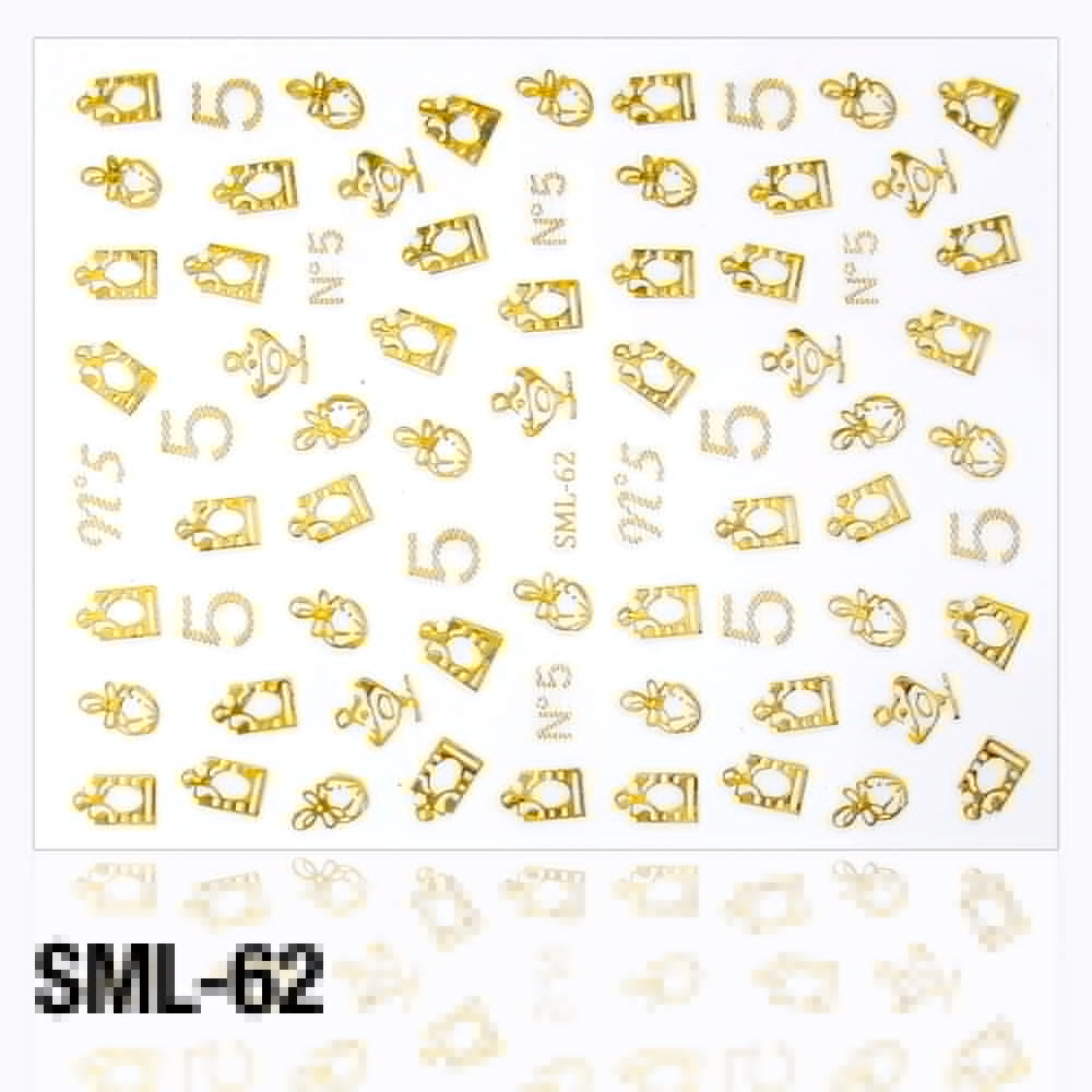 Nálepky na nechty - 3D č. SML62 zlaté