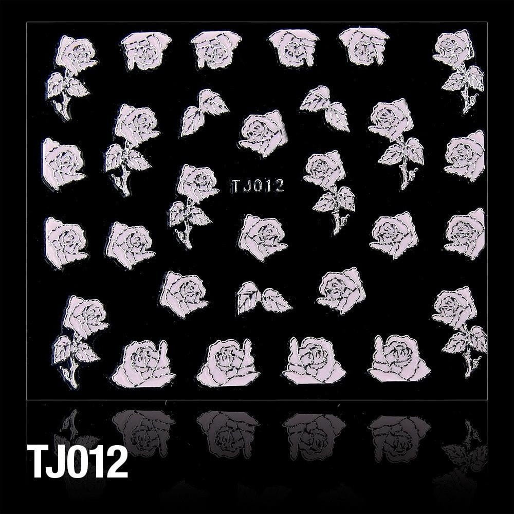Nálepky na nechty - 3D č. TJ012 ružovo strieborné