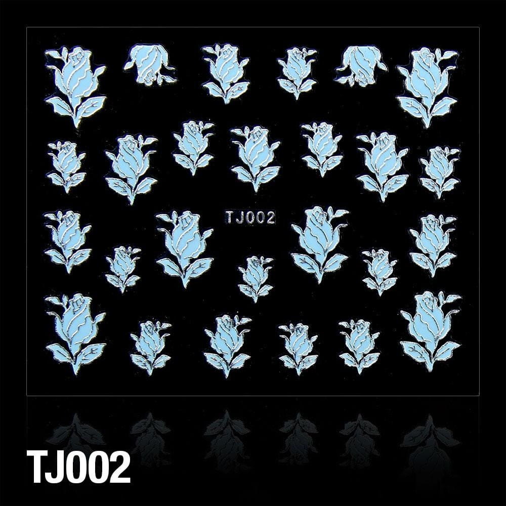 Nálepky na nechty - 3D č. TJ002 modro strieborné