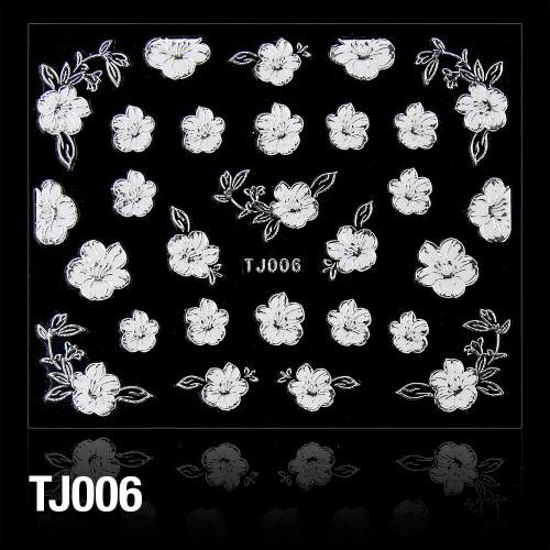 Nálepky na nechty - 3D č. TJ006 bielo strieborné