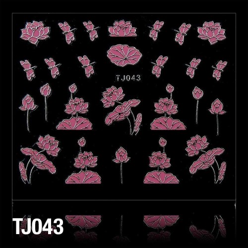 Nálepky na nechty - 3D č. TJ043 ružovo strieborné