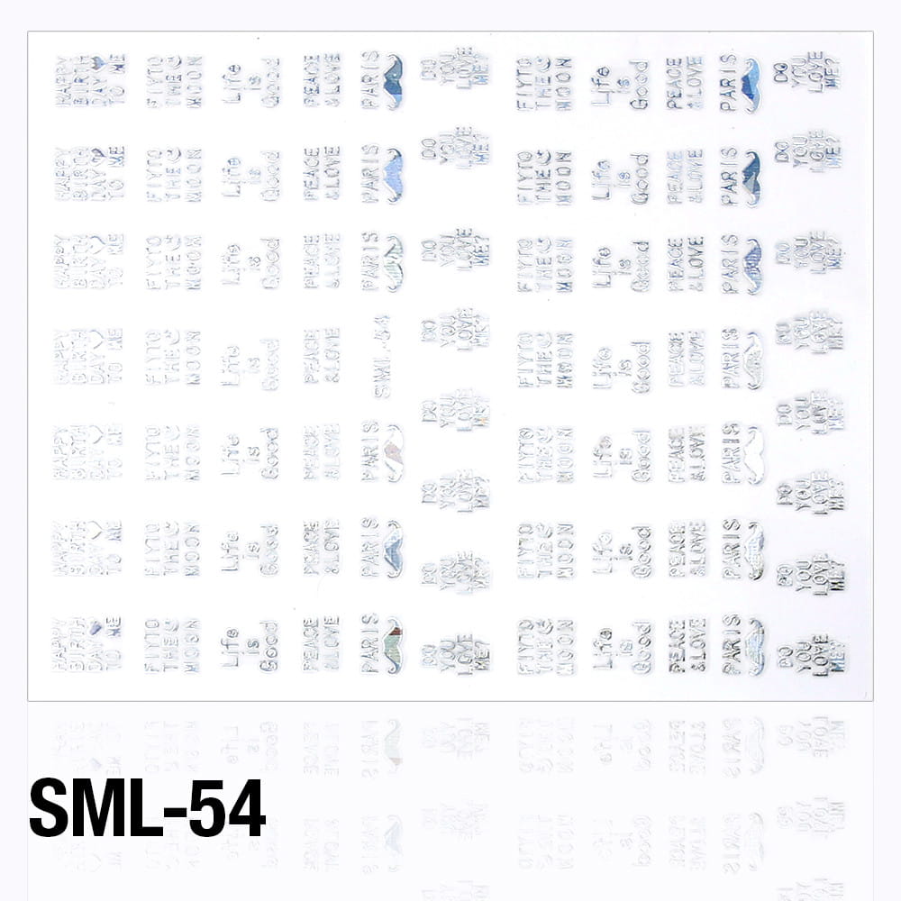 Nálepky na nechty - 3D č. SML54 strieborné