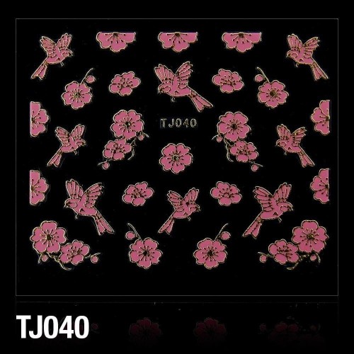 Nálepky na nechty - 3D č. TJ040 ružovo zlaté