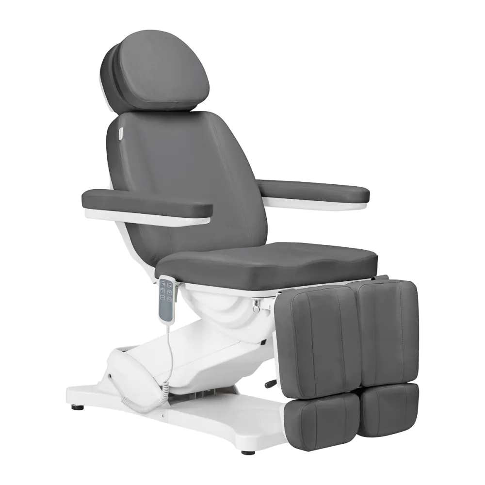 Elektrické kozmetické kreslo na pedikúru Sillon Classic so 4 motormi a kolískou, sivé 