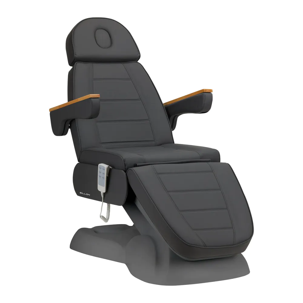 Elektrické kozmetické kreslo Sillon Lux 273b s 3 motormi, sivé, na sivom podstavci 