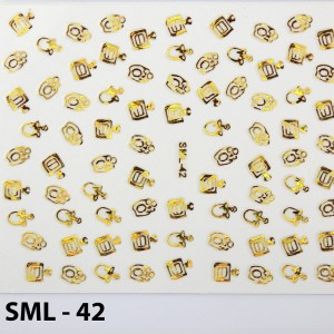 Nálepky na nechty - 3D č. SML42 zlaté